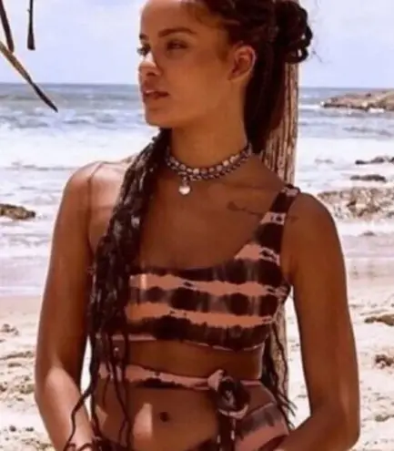 NEW Free People Martha Rey Harper tie dye bikini top, size M Black Size M