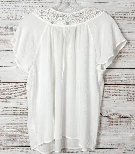 Under Skies NEW with Tags Lace Trim Short Sleeve Top Blouse White Size Small - Image 8
