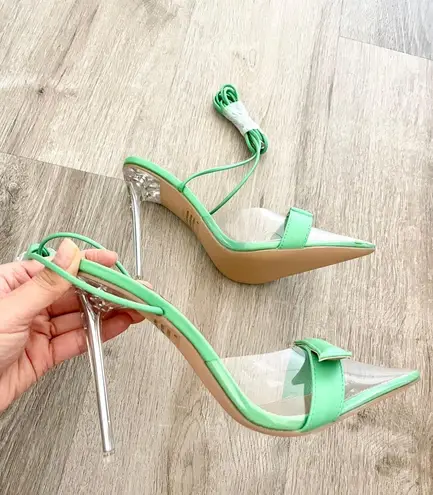 EGO NEW  green clear pointy lace up heels size 6