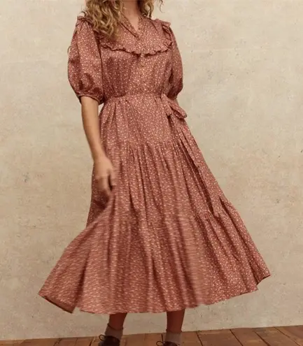 Christy Dawn Dress Emilia Floral Midi Cotton Rooibos Harvest S EUC