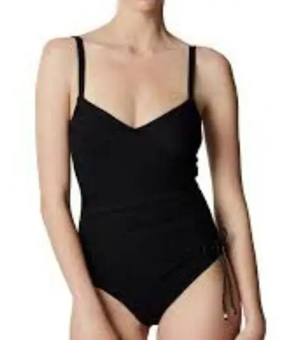 Maison Lejaby Drape Full Cup Ballerina Black Swimsuit Size 38/Large EUC #2478