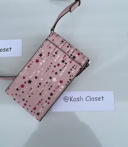 Kate Spade Staci North South Flap Ph Crossbody Twinkle Star Printed - Pink Multi