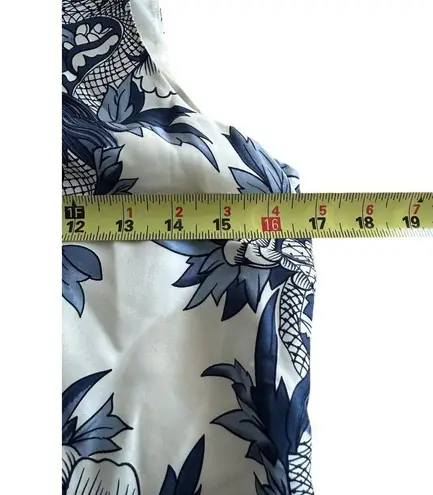 Lauren Ralph Lauren Asian Inspired Dragon Chinoiserie Print Dress 100% Silk Blue Size 4