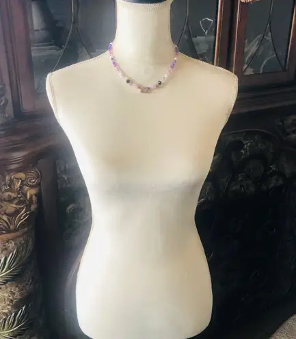 Amethyst Handcrafted opal moon glow crystal beaded necklace