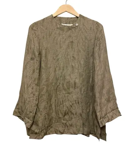 Jaeger Jaegar Linen Blend Jacket Women Size US 8/UK 12 Tan Brown Patterned Retro Vtg