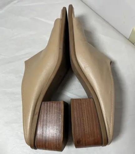 Westies Vintage Tan Square Toe Leather Chunky Heeled Mules size 7.5