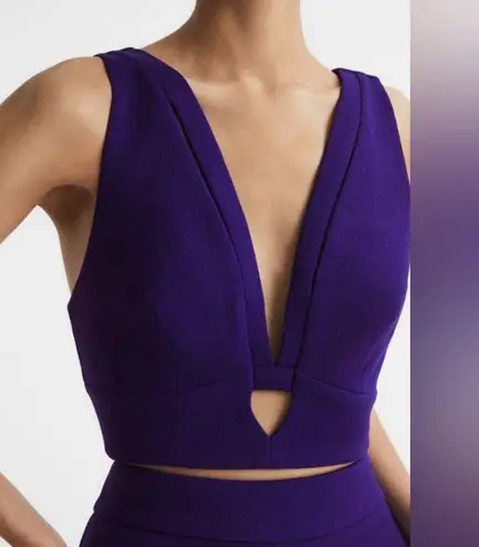 Reiss NWT MAISIE DEEP V-NECK CROP TOP Color Purple Size 0