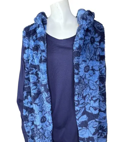 Koolaburra by Ugg Cozy Sherpa Hooded Vest & Long Sleeve Tee Navy Floral 3X