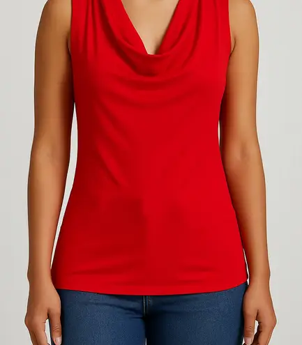 Skän Red Sleeveless Cowl Neck Top Size M