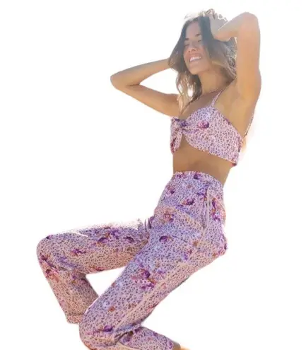 RESA x Revolve Cali Animal/Floral Print Casual Trousers in Pink/Multicolor Pink