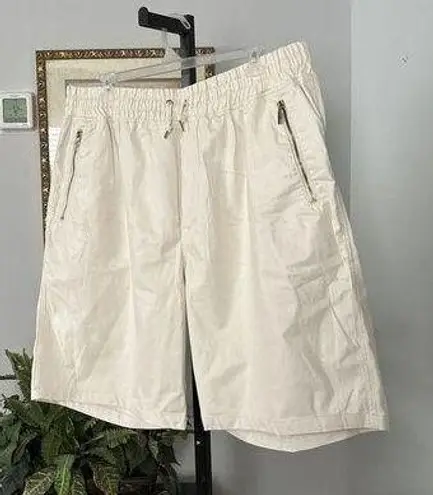 Makobi Shorts PU Beige 4XL Drawstring And Elastic Waist Pocket With Zipper Size 4X - Image 1