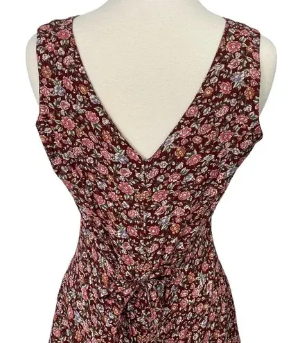 Vintage Sostanza Romper Ditsy Floral Button Front Mini Dress Burgundy Womens M Size M