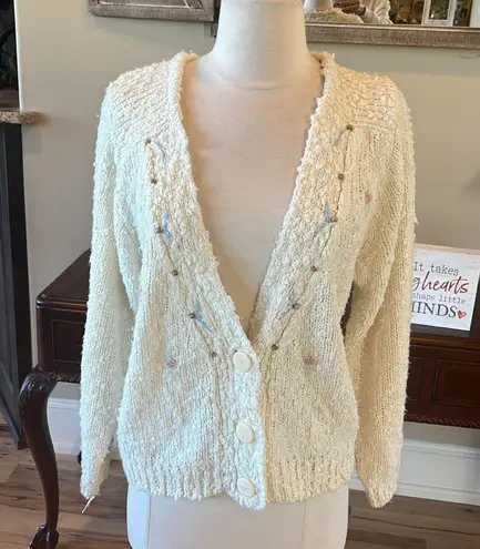 Private Party Vintage Sweater Beige Cardigan Womens M Button Up