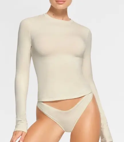 SKIMS Women’s Bone Long Sleeve T-Shirt Cotton Jersey Size XXS NWT