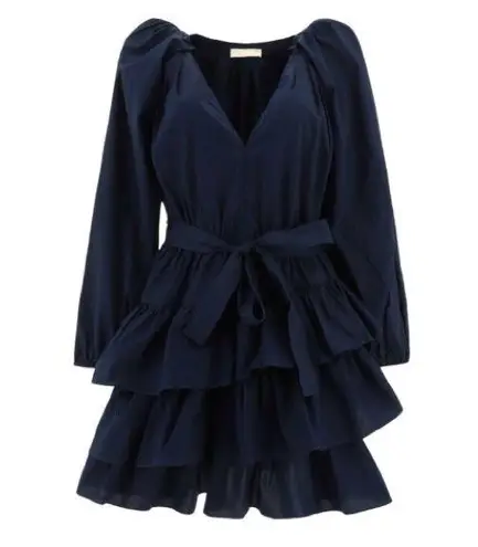Ulla Johnson Miranda Puff-Sleeve Tiered Ruffle Mini Dress Size 0 In Midnight