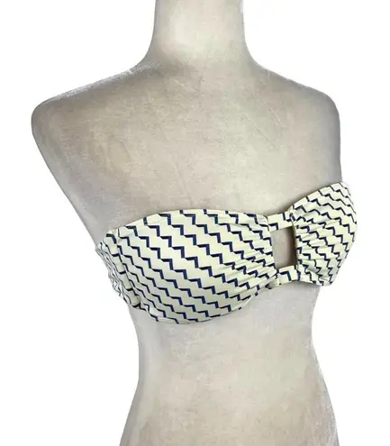 Asceno Space Bandeau Bikini Top with cut out front tie back Size Small Blue