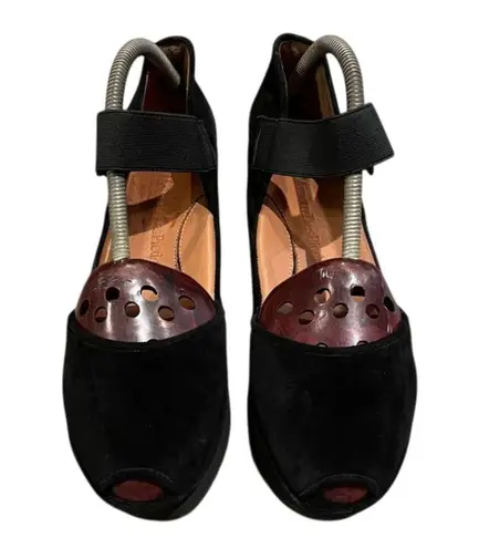L'Amour Des Pieds Amadour Black Suede Leather Platform Shoes Womens Size 10