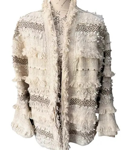 Boutique Oversized Trendy Ivory Knit Boho Jacket