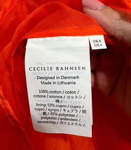 Cecilie Bahnsen Fang Draped Open Back Sleeveless Midi Dress Orange