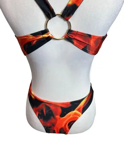 ALT NWT Juno Cutout Swimsuit Size XS Fiamma Red One Piece High Leg Crossover Blue