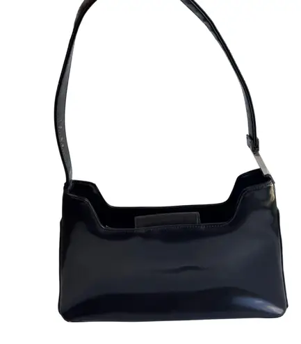Guess Vintage  Black Patent Leather Shoulder Bag Y2K Minimalist Baguette 90s