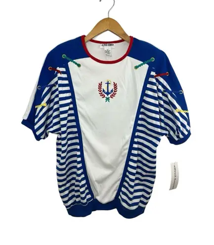 Vtg Alfred Dunner Nautical Anchor Embellished Summer Cruise Medium Old Money NWT