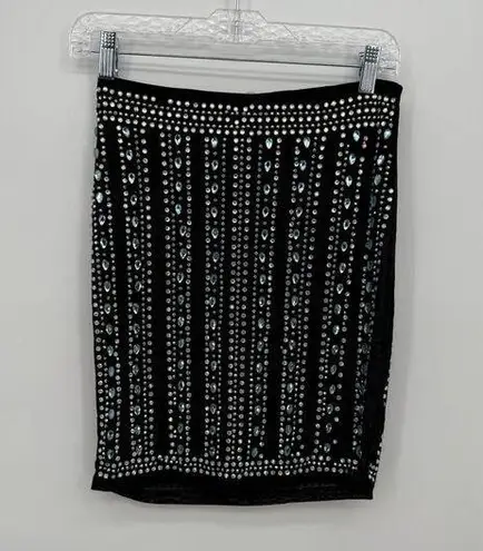 BANJUL Black Multi Rhinestone Mini Skirt Size Medium Elastic Size Medium Y2k