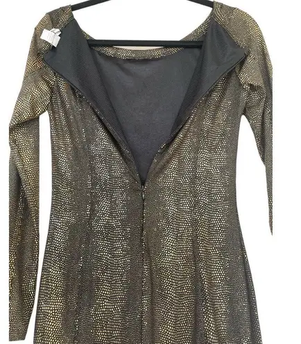 NIKIBIKI bodycon black/golden short dress size Small long sleeves NWOT