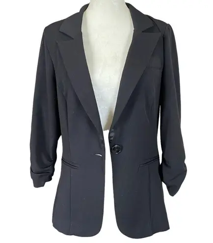 Maurice's  women’s size medium one button black blazer with cinched sleeves