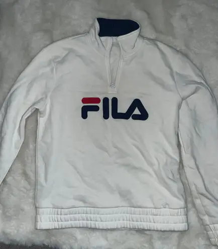 FILA white quarter zip