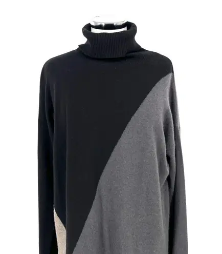 margaret o'leary Cashmere Turtleneck Sweater Dress Black Gray Size Medium