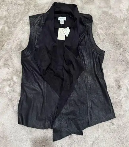 Carmen Marc Valvo NWTCarmen Marc Valvo Faux Suede Cardigan Women 10 Black Metallic Open Front Goth