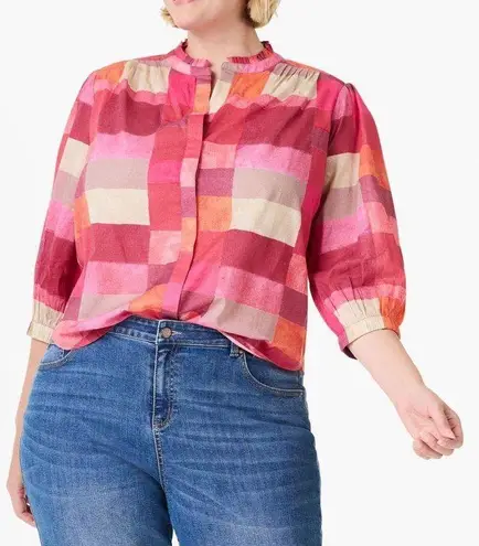 Nic+Zoe NWT SUNSET PLAID COTTON GIRLFRIEND SHIRT WOMEN’S SIZE 2X