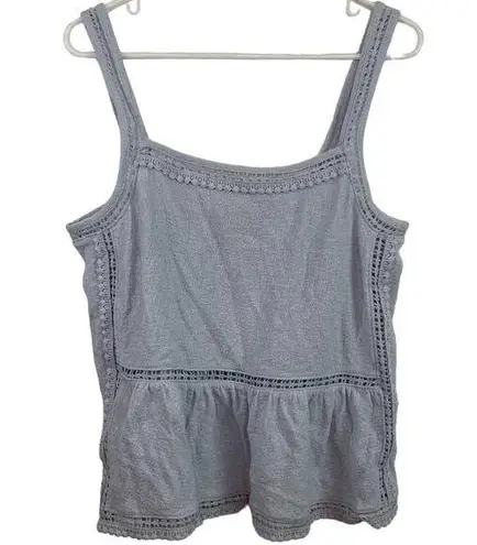 Point Sur Blue Grey Tank M Womens Eyelet Gauzy Sleeveless Career Boho Career Size M
