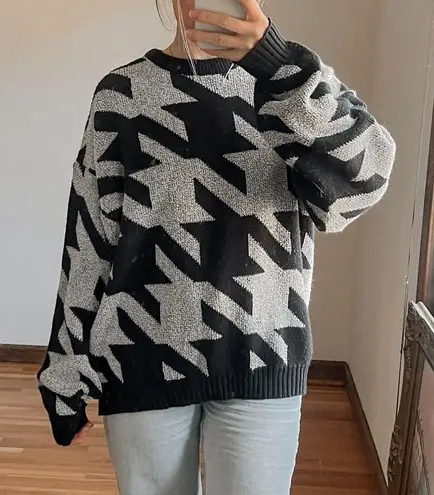 Vintage Adam Sloane Houndstooth Sweater Size XL Black