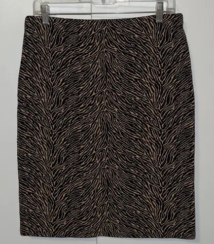 Grace Dane Lewis Knit Zebra Print Skirt Women’s M Medium Tan Black Animal Print