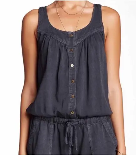 Current/Elliott Current Elliott Ruby Short Romper Washed Black Drawstring Waist Cargo thumbnail 4