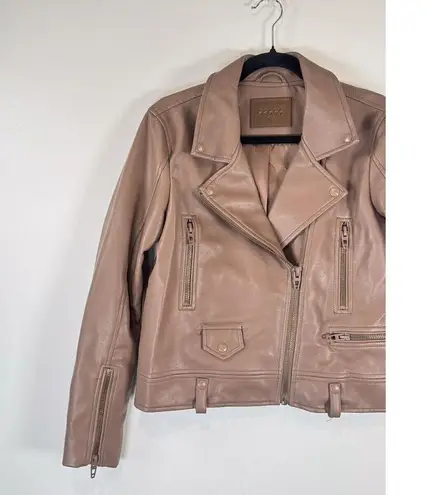 BLANKNYC Women Jacket Brown Faux Leather Full Zip Motorcycle Biker Riding Medium