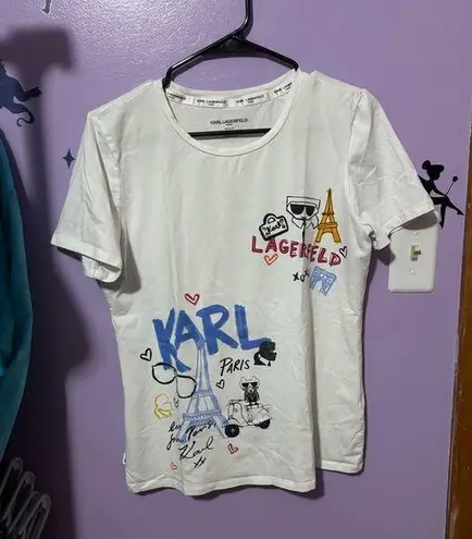 Karl Lagerfeld White Paris Graphic Tee