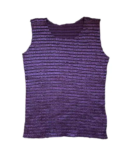 Vintage purple satin textured ruffled sleeveless tank top blouse Size M