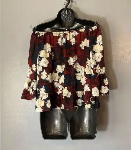 Eight Sixty red floral off shoulder blouse