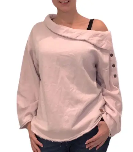 Peace Love World pink sweater Asymmetrical Neck Sweater XS raw hem
