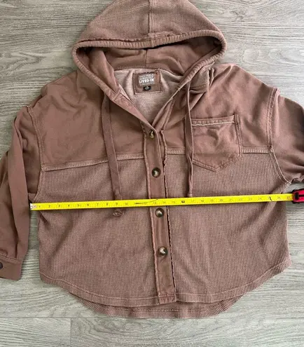 American Eagle  Big Hug Hooded Shacket Jacket Brown Button Down size L / XL