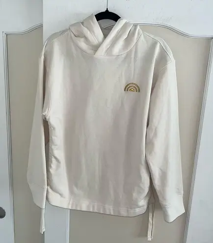 Playground Active Coco Sweatshirt in Cream with Gold Embroidery on Hood + Front Size M