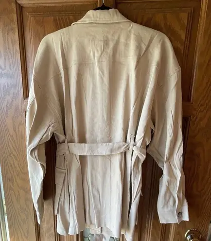 Frame Belted Organic Linen Blend Cargo Jacket - Sand - XL - NWT