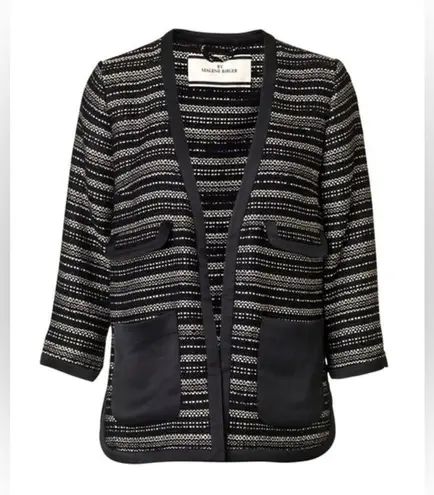 Malene Birger Erista Tweed channel pocket black white loose fit Jacket blazer L Size L