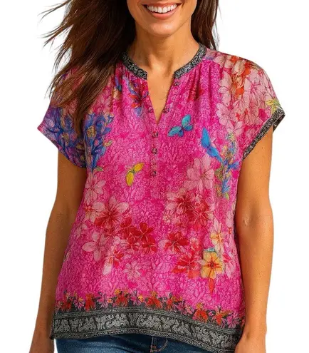 Johnny Was Bouquet Frame Parade Silk Blouse NWT