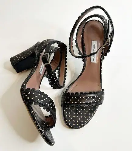 Tabitha Simmons Leticia Perforated Sandals Scalloped Leather Black Women's 38 7