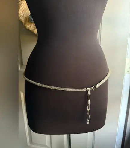 Vintage chain link metal adjustable waist belt, size medium Silver