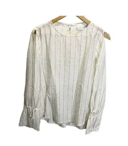 FATE. by LED White Black Striped Cold Shoulder Boho Blouse S Long Sleeved